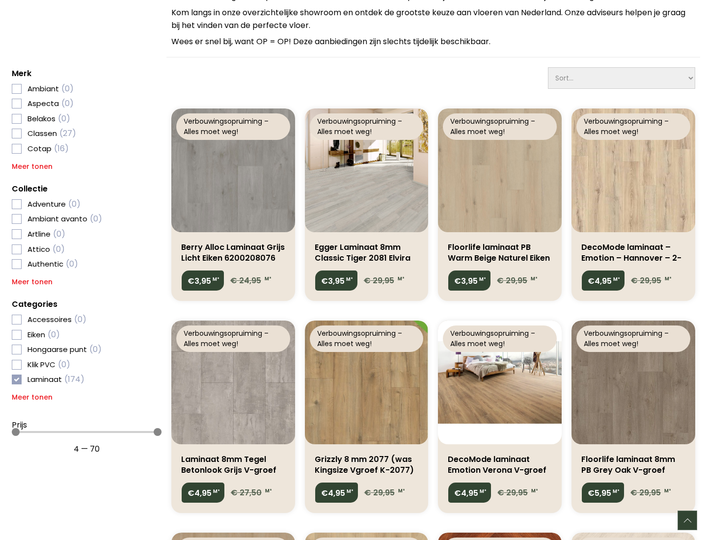 Productoverzicht in de Vloeren Centrum Zwolle webshop