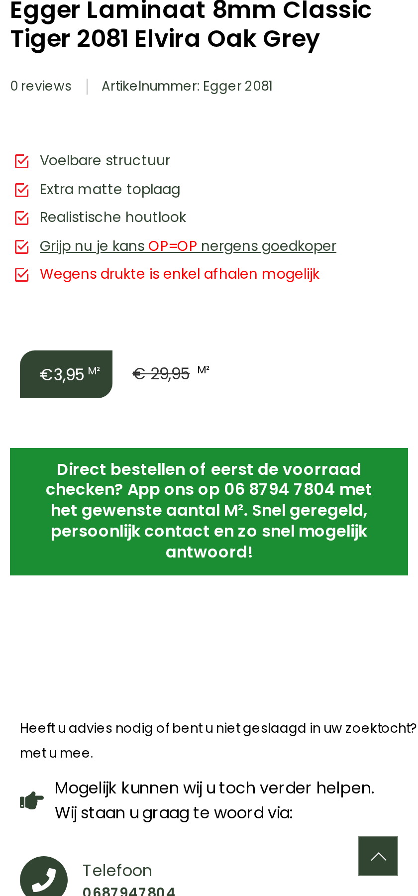 Mobiele WooCommerce-webshop van Vloeren Centrum Zwolle met prijs per m²