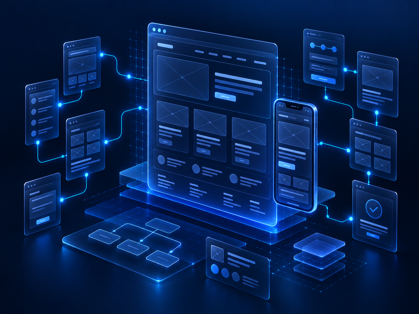 Wireframe fase — Eerst de structuur.