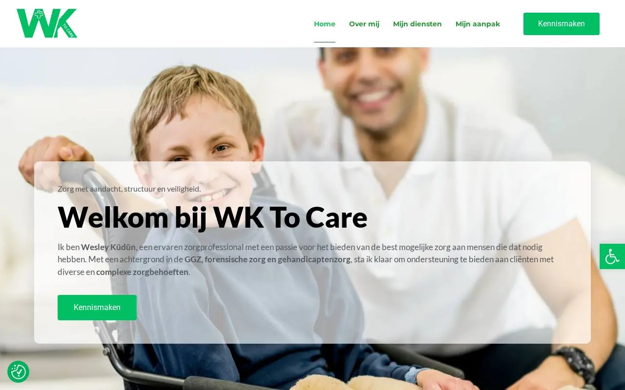 WordPress website Wktocare — zorg & welzijn — ontworpen en gebouwd door Yousource (wktocare.nl)