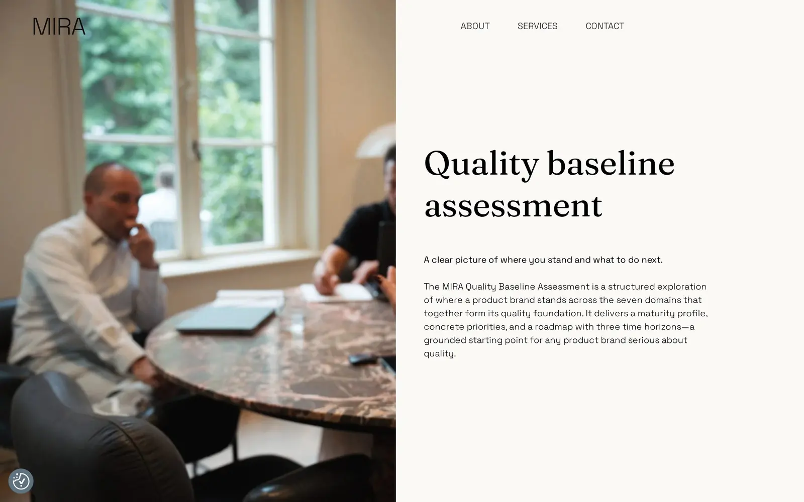 Pagina van de Quality Baseline Assessment op de MIRA Quality website