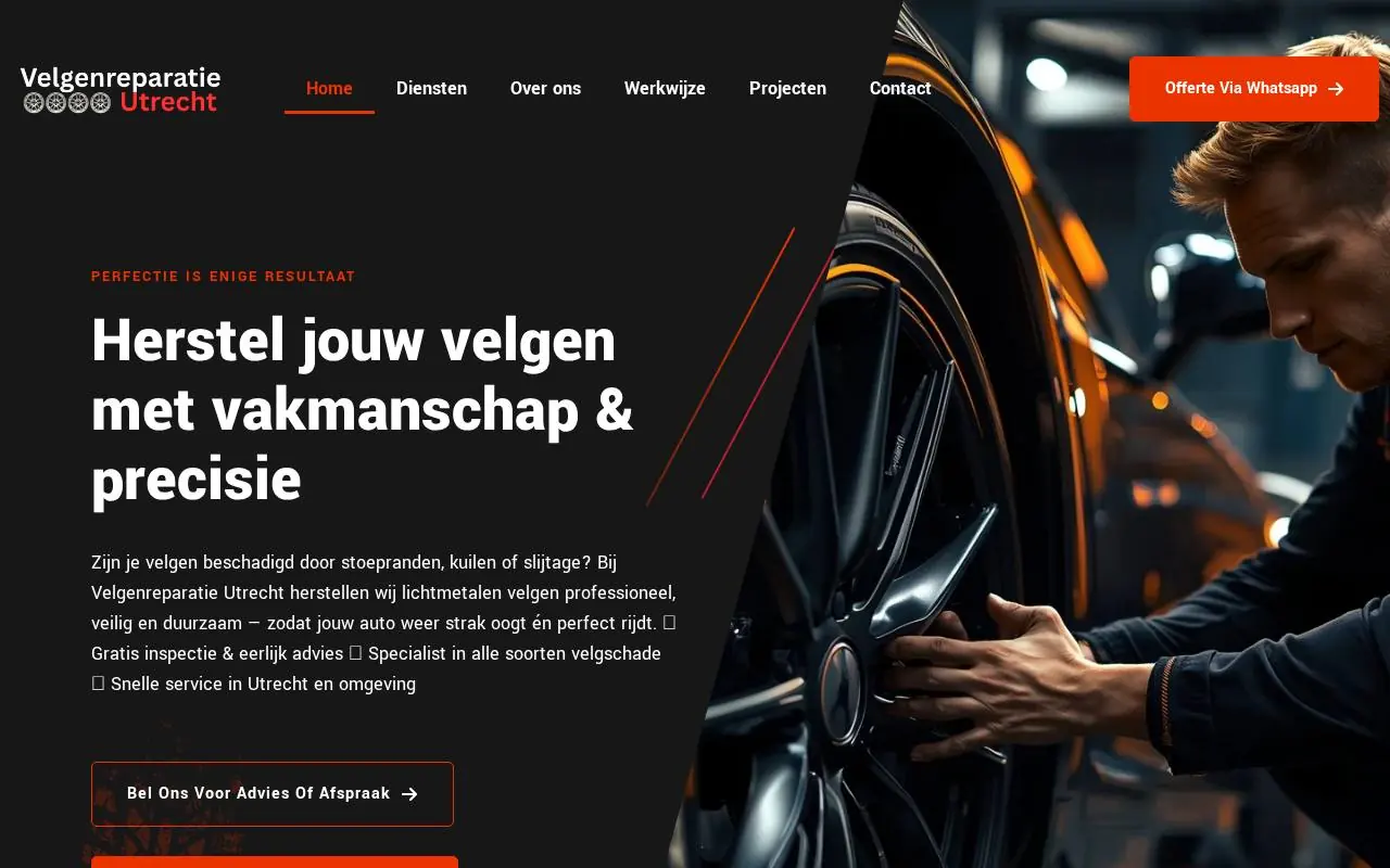 WordPress website Velgenreparatieutrecht — automotive & vakspecialist — ontworpen en gebouwd door Yousource (velgenreparatieutrecht.com)