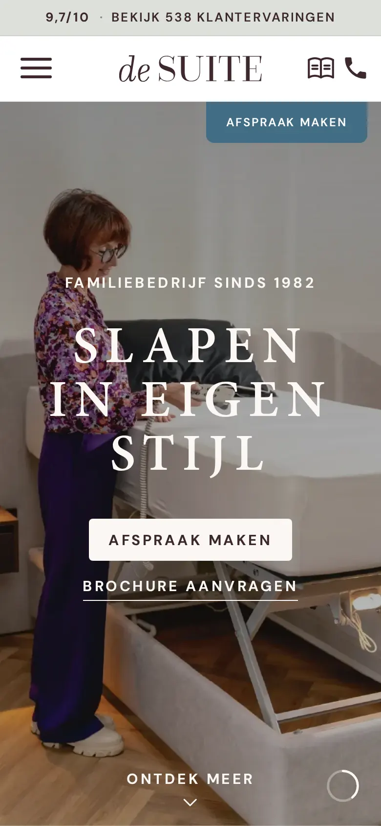 Mobiele weergave van de nieuwe De Suite website